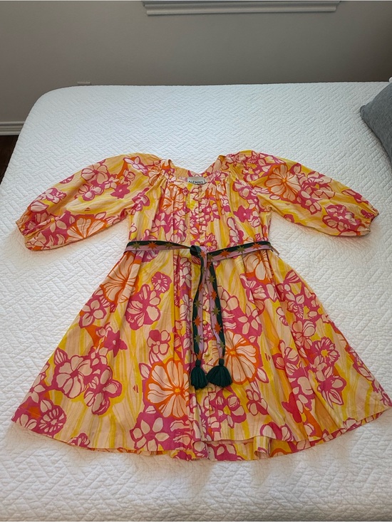 Alemais Dresses & Skirts - Alemais Pink & Yellow Floral Cotton Mini Dress with Belt - AU12/US8